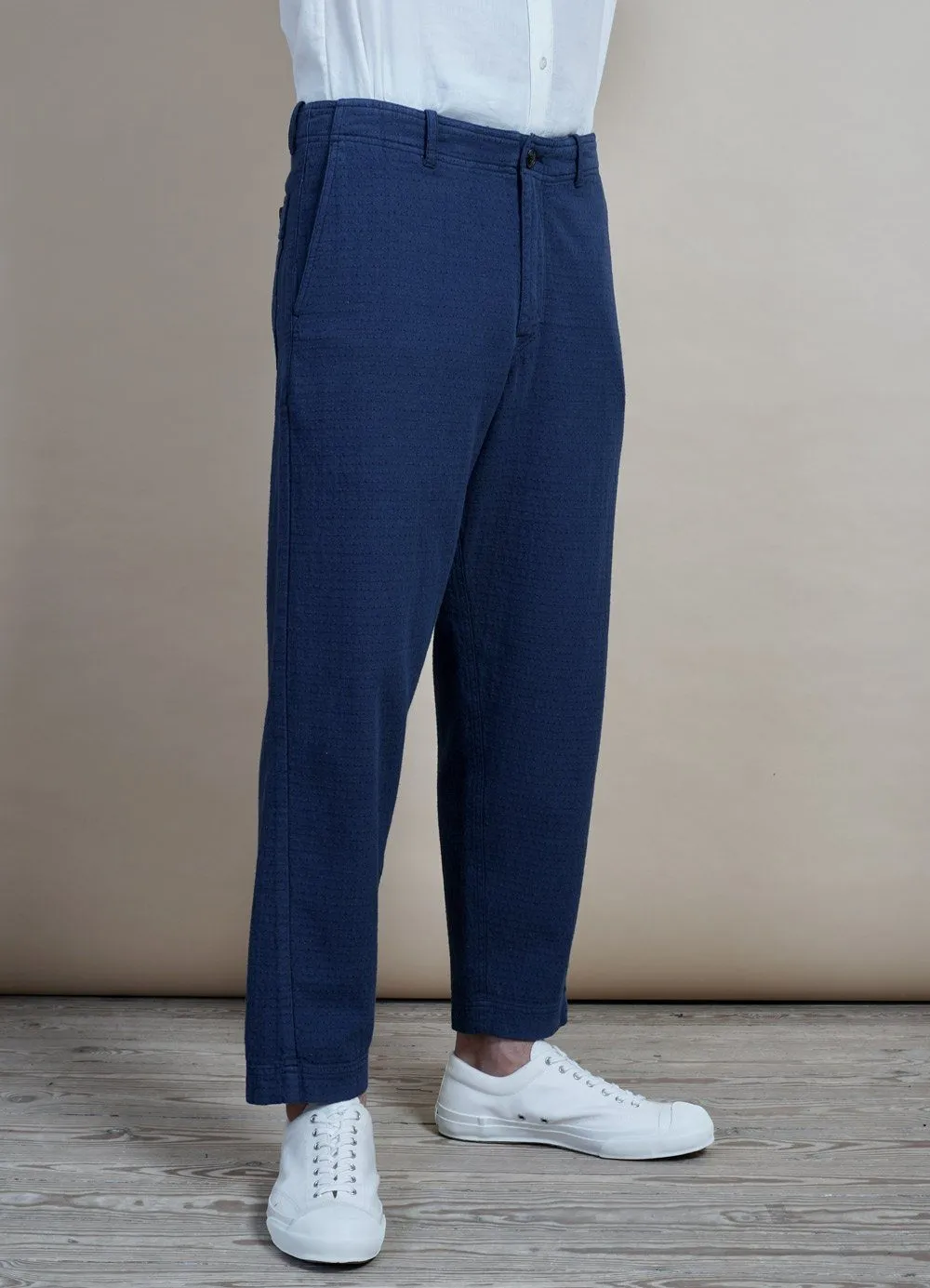 TRYGVE | Wide Cut Cropped Trousers | Blue