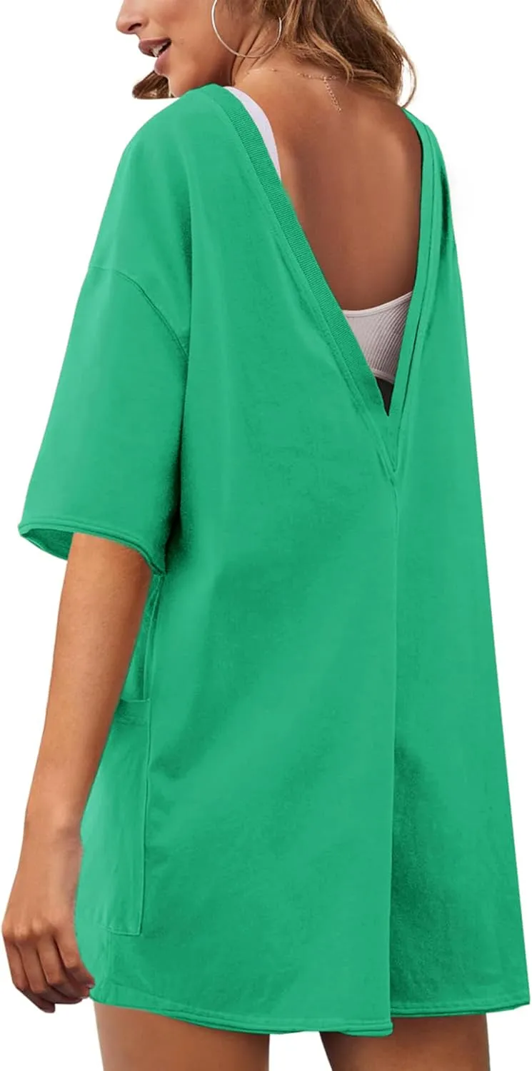 UANEO Rompers for Women Casual Oversized Athletic Jumpsuits Overalls Workout Hot Shot Tee Romper