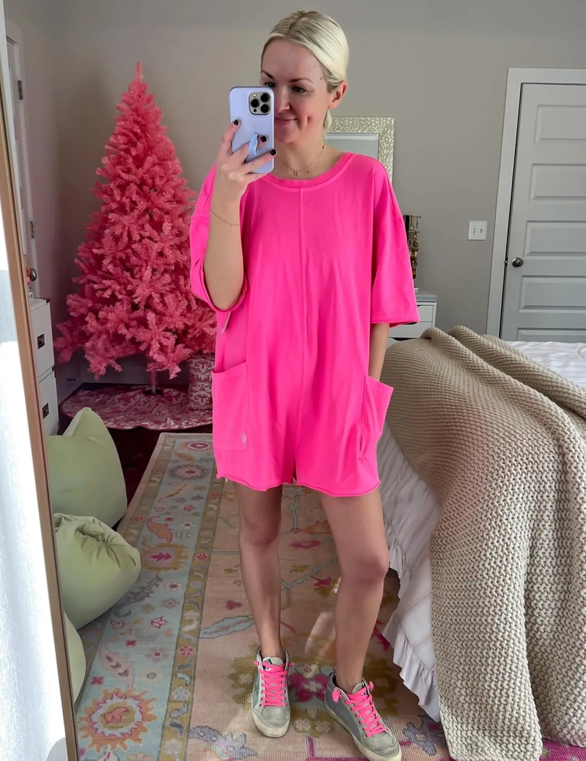 UANEO Rompers for Women Casual Oversized Athletic Jumpsuits Overalls Workout Hot Shot Tee Romper