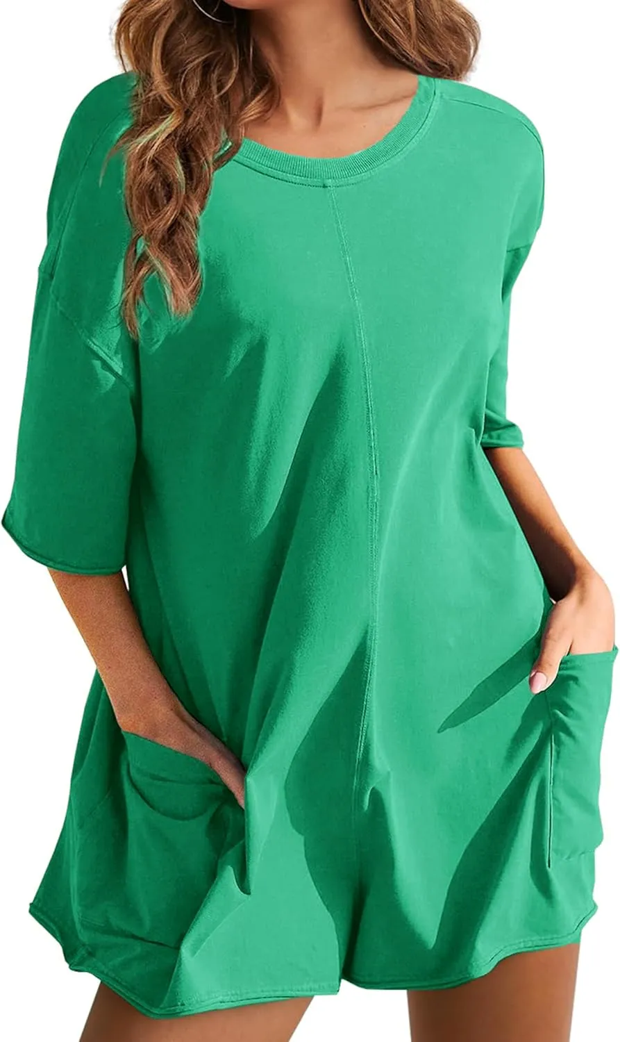 UANEO Rompers for Women Casual Oversized Athletic Jumpsuits Overalls Workout Hot Shot Tee Romper