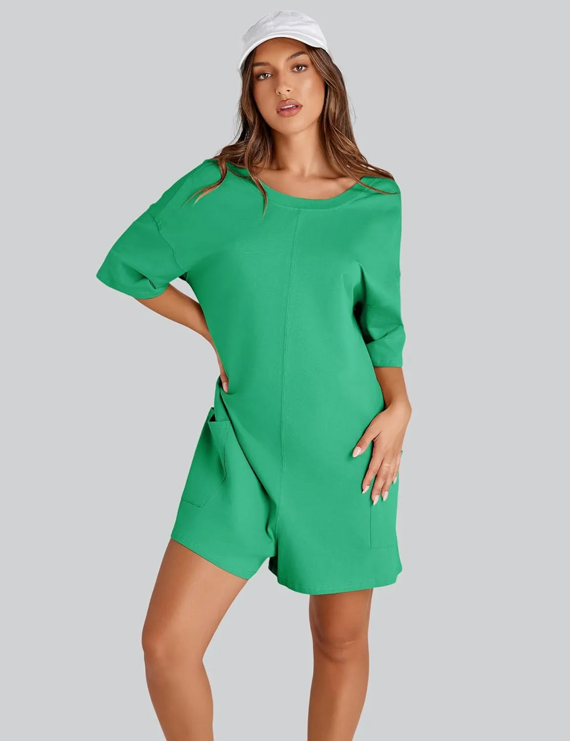 UANEO Rompers for Women Casual Oversized Athletic Jumpsuits Overalls Workout Hot Shot Tee Romper