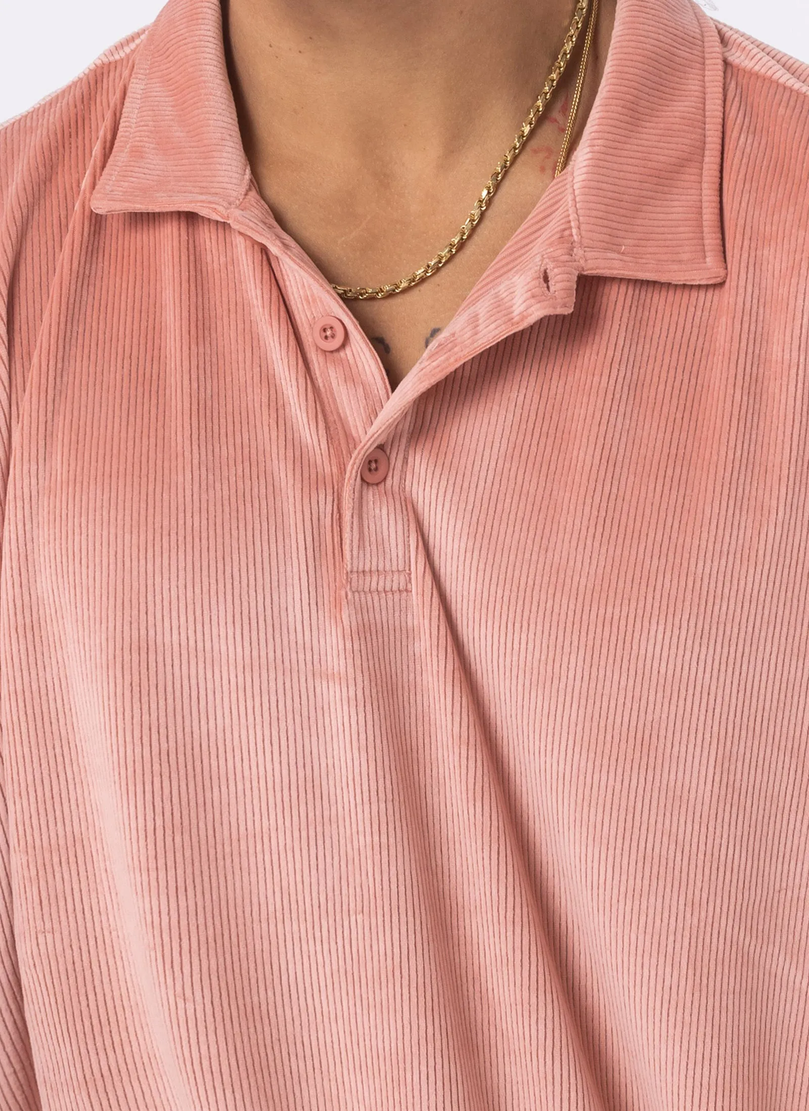 Velour Cord Polo Pink