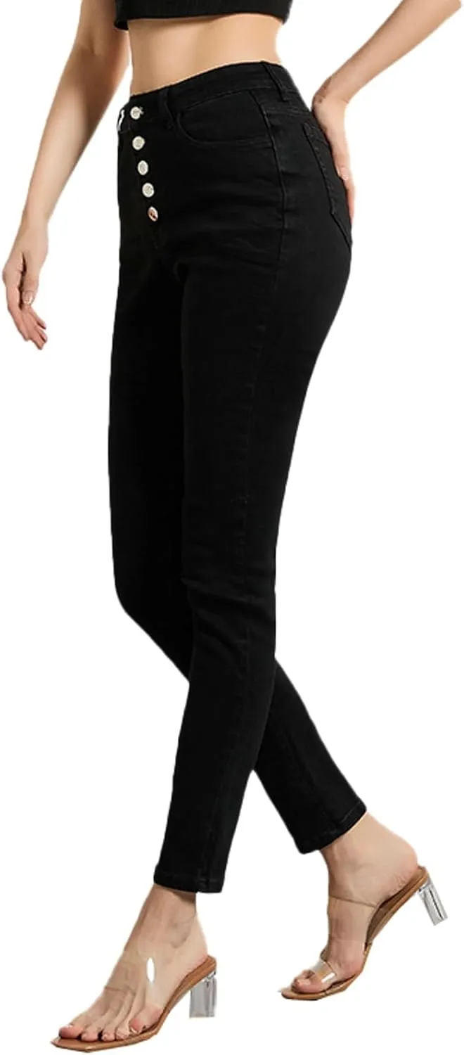 Women Fashion High Waisted Jeans Fascinating Slim Fit Stretch Denim Pants Stretchy Skinny Fit Shaping Streetwear