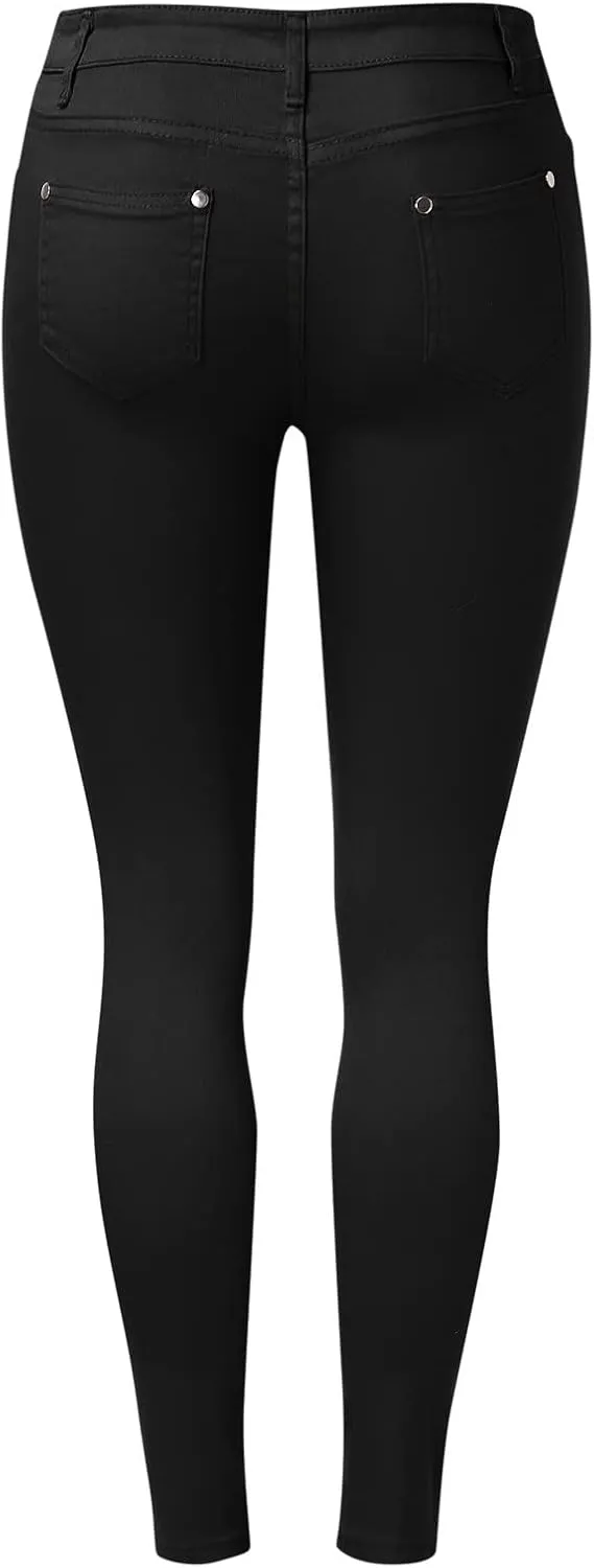 Women High Waist Skinny Pant Stretchy Slim Pull On Cotton Pencil Trouser Comfy Butt Lifting Tight Legging with Pocket