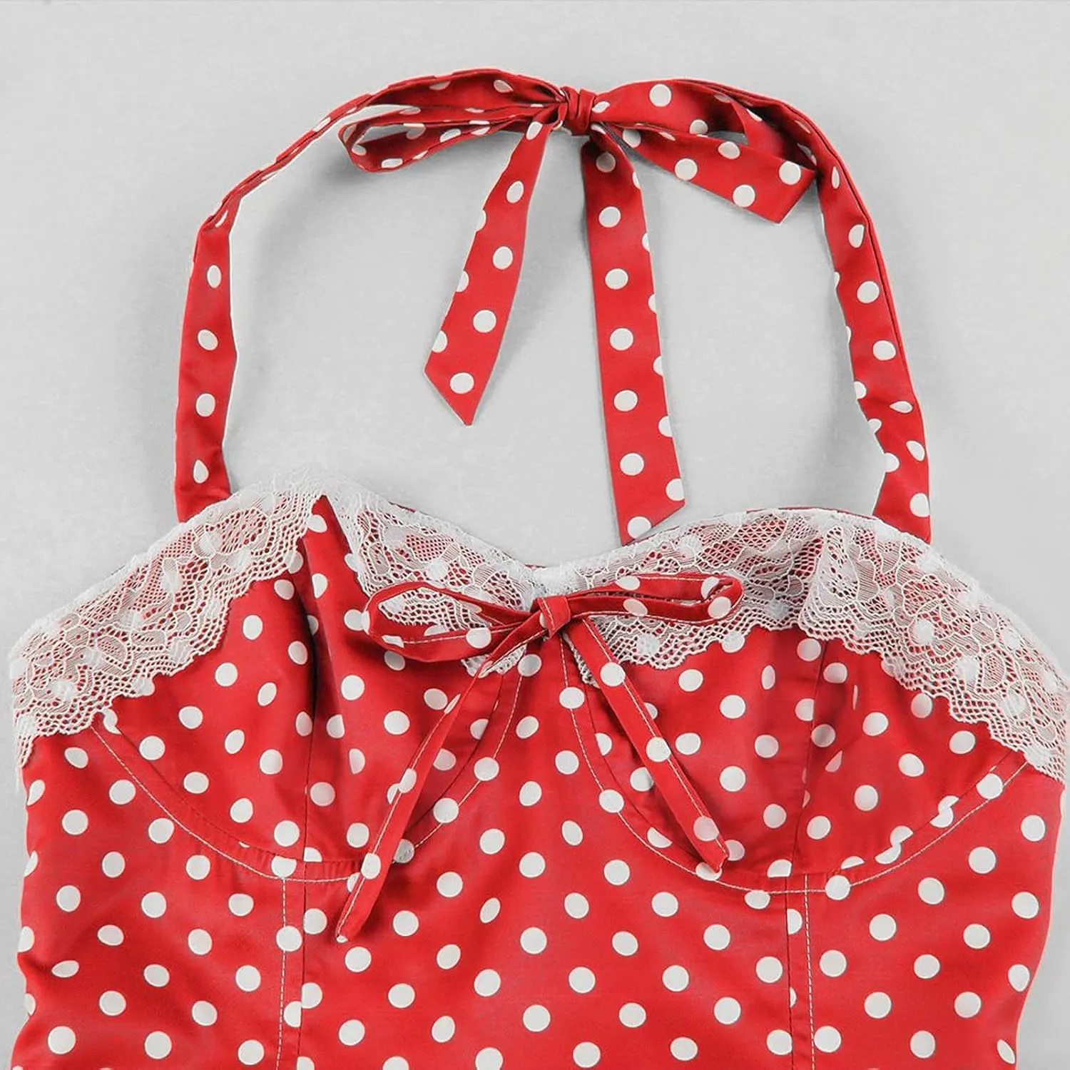 Women Vintage Polka Audrey A-Line Dress 1950s Halter Retro Cocktail Rockabilly Swing Dresses Wedding Guest Homecoming