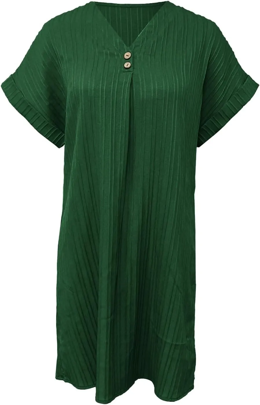 Womens Cotton Shirt Dress 2025 Summer Casual Cap Sleeve Button V Neck Shift Dress Beach Cover Up Shirts with Pockets