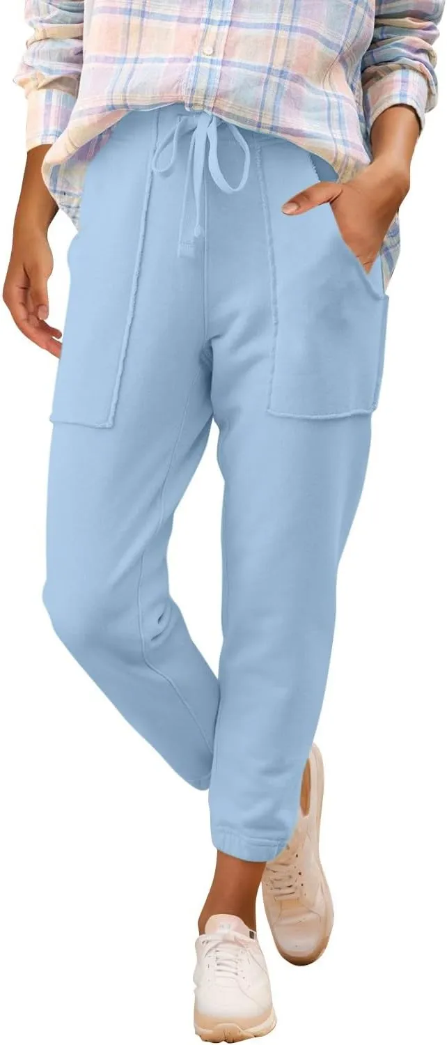 Womens Joggers with Pockets Drawstring High Waisted Fleece Lined Sweatpants Casual Athletic Works Harem Ankle Pants