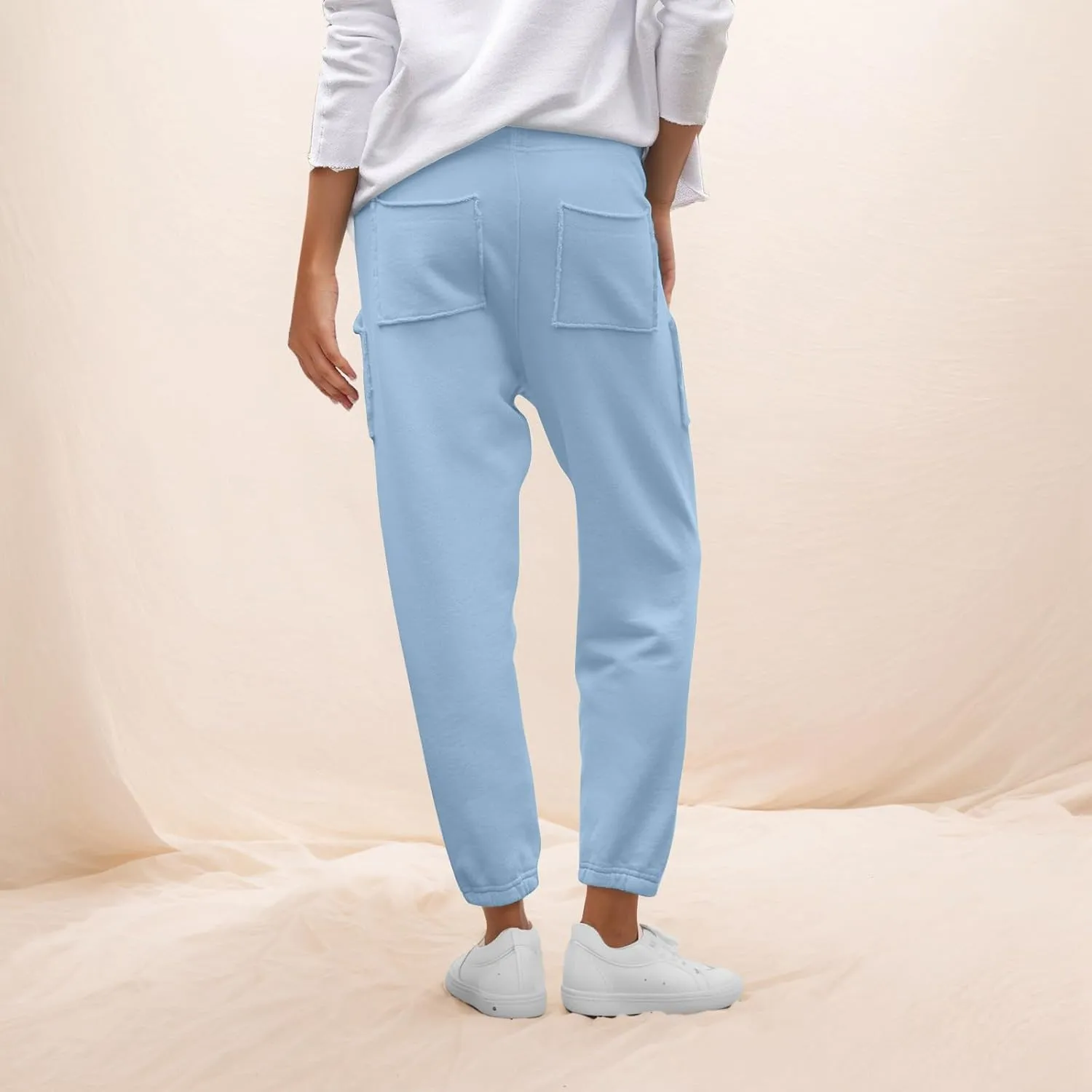 Womens Joggers with Pockets Drawstring High Waisted Fleece Lined Sweatpants Casual Athletic Works Harem Ankle Pants