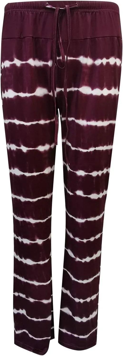 Women's Straight Loose Yoga Pants Wide Leg Drawstring Trousers Plus Size Printed Workout Pants Summer Beach Pants