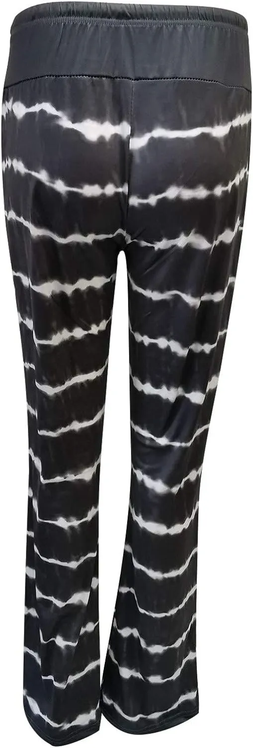Women's Straight Loose Yoga Pants Wide Leg Drawstring Trousers Plus Size Printed Workout Pants Summer Beach Pants